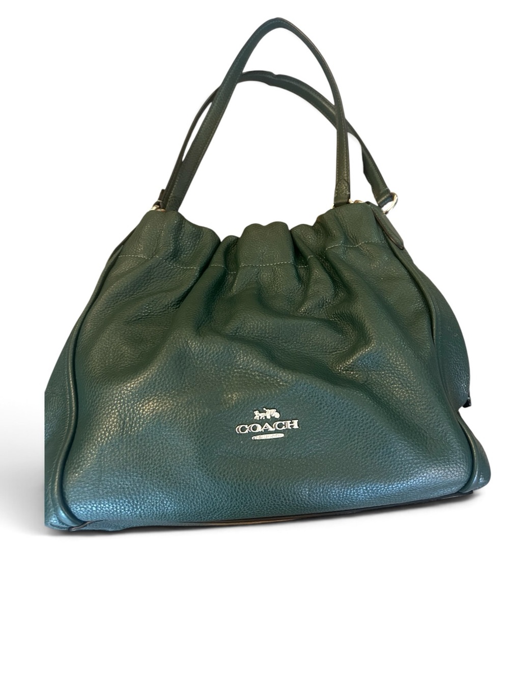 Coach Maya Dark Green Pebbled Leather Shoulder Tote Sale Tags included